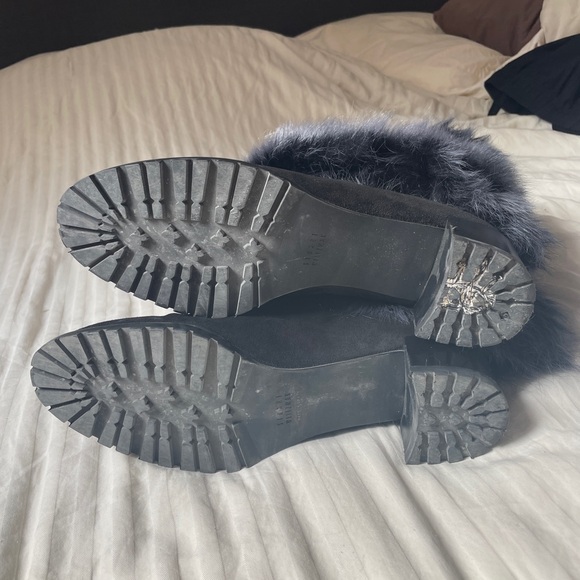 Stuart Weitzman Heel Boots with Furry Trim - Picture 3 of 10